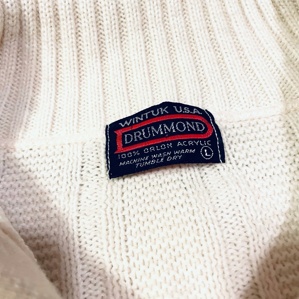Vintage Wintuk Orlon Drummond Acrylic Cream Leather Button Grandma‎ Cardigan USA - Picture 6 of 10